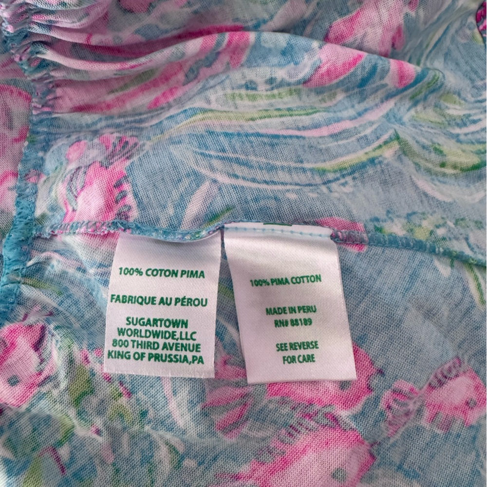 Lilly Pulitzer Kristen Flounce Swing Dress SZ S Amalfi Blue Best Fishes - Picture 12 of 15